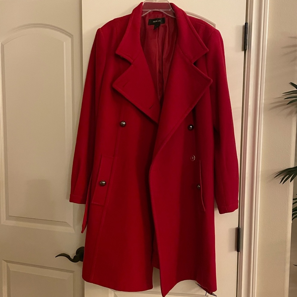 Style & Co Red Pea Coat